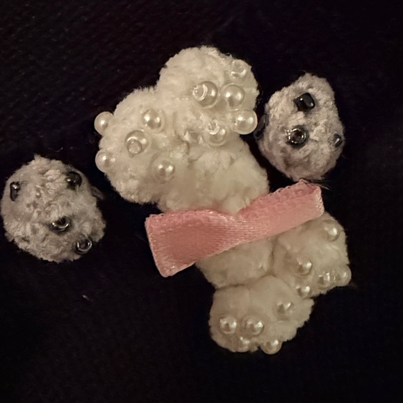 Vintage BEREK Dog Cardigan Sweater Womens M Black Beaded Puppies Poodle Boxer - Picture 6 of 11